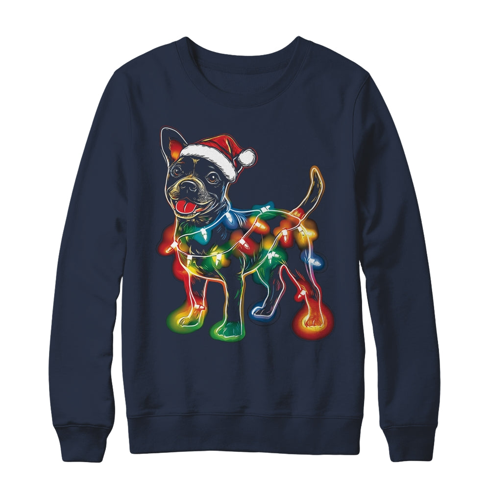 Funny Santa Bull Terrier Retriever Christmas Lights Dog Lover Shirt & Sweatshirt | siriusteestore