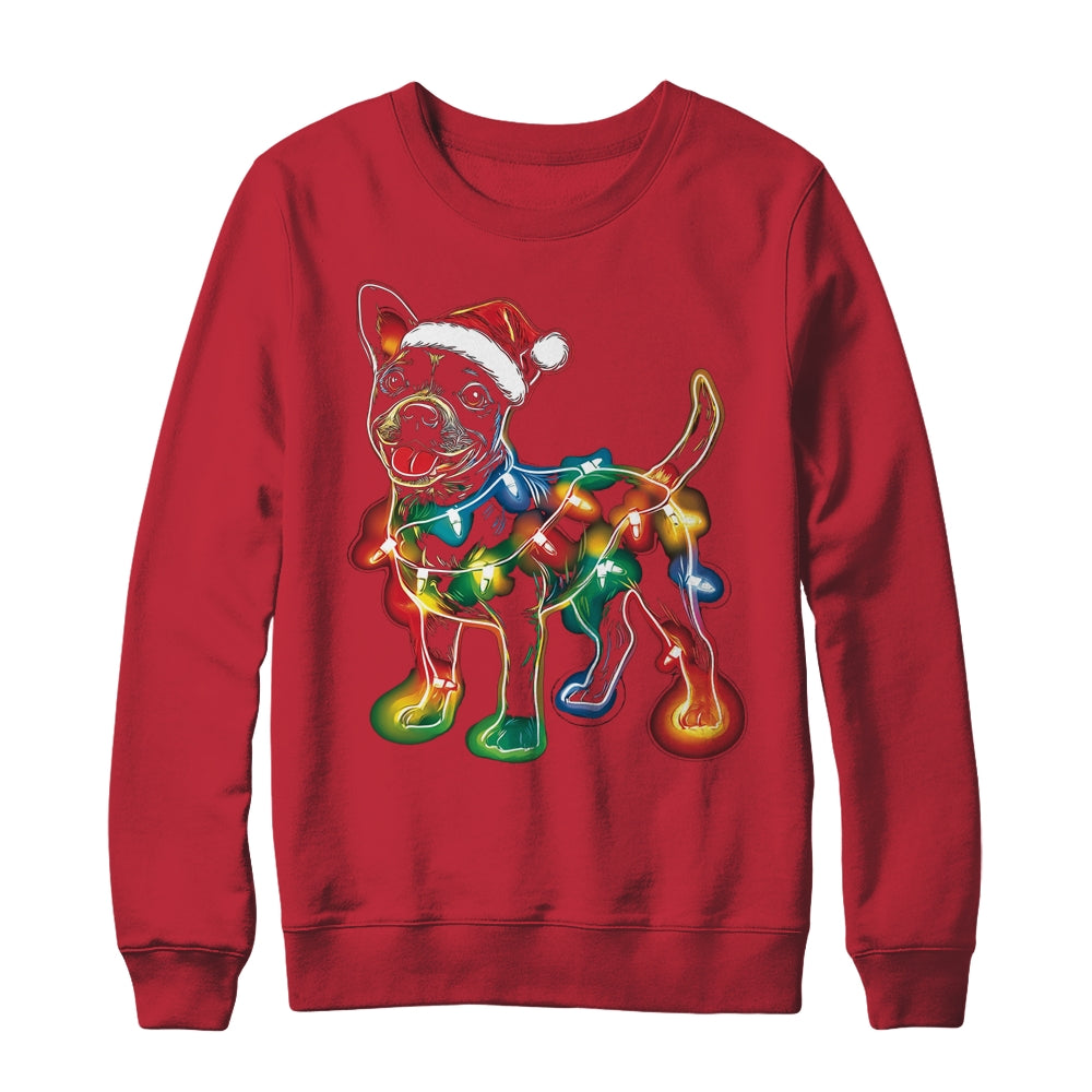Funny Santa Bull Terrier Retriever Christmas Lights Dog Lover Shirt & Sweatshirt | siriusteestore
