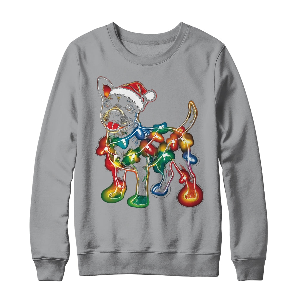 Funny Santa Bull Terrier Retriever Christmas Lights Dog Lover Shirt & Sweatshirt | siriusteestore