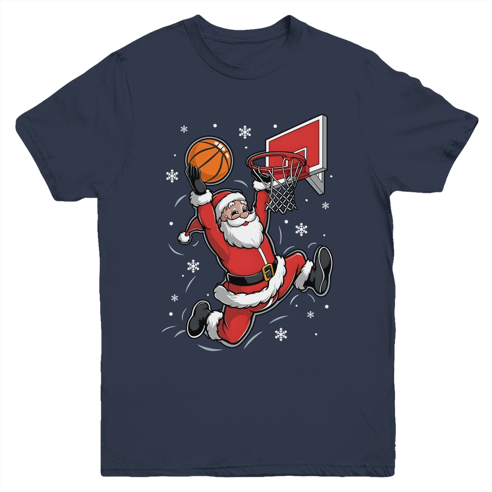 Funny Santa Claus Playing Basketball Merry Christmas Boys Youth Shirt | siriusteestore