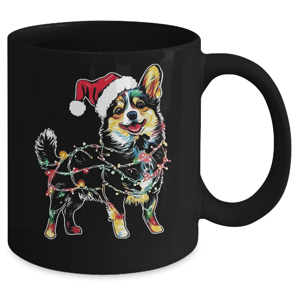 Funny Santa Corgi Retriever Christmas Lights Dog Lover Mug | siriusteestore