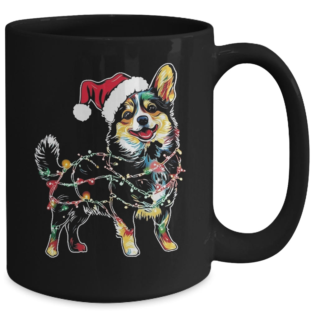 Funny Santa Corgi Retriever Christmas Lights Dog Lover Mug | siriusteestore