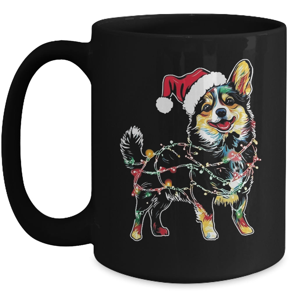 Funny Santa Corgi Retriever Christmas Lights Dog Lover Mug | siriusteestore