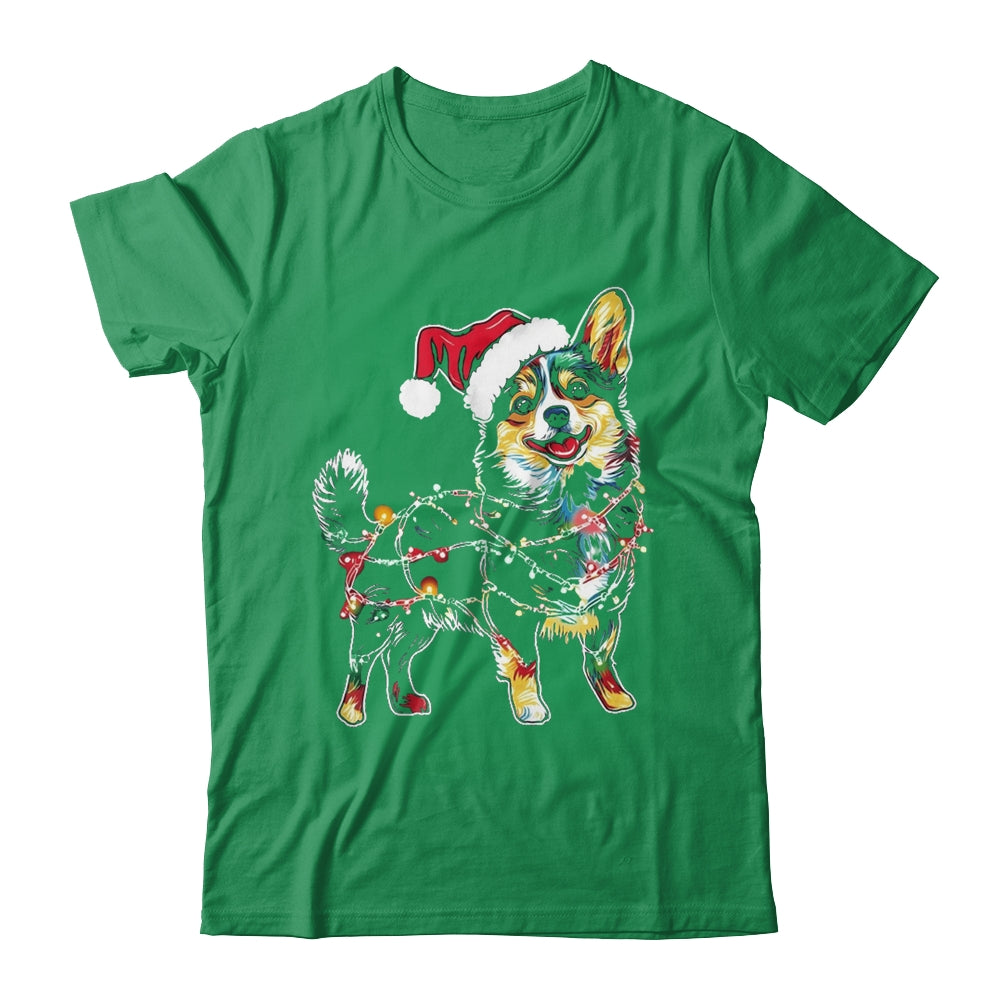 Funny Santa Corgi Retriever Christmas Lights Dog Lover Shirt & Sweatshirt | siriusteestore