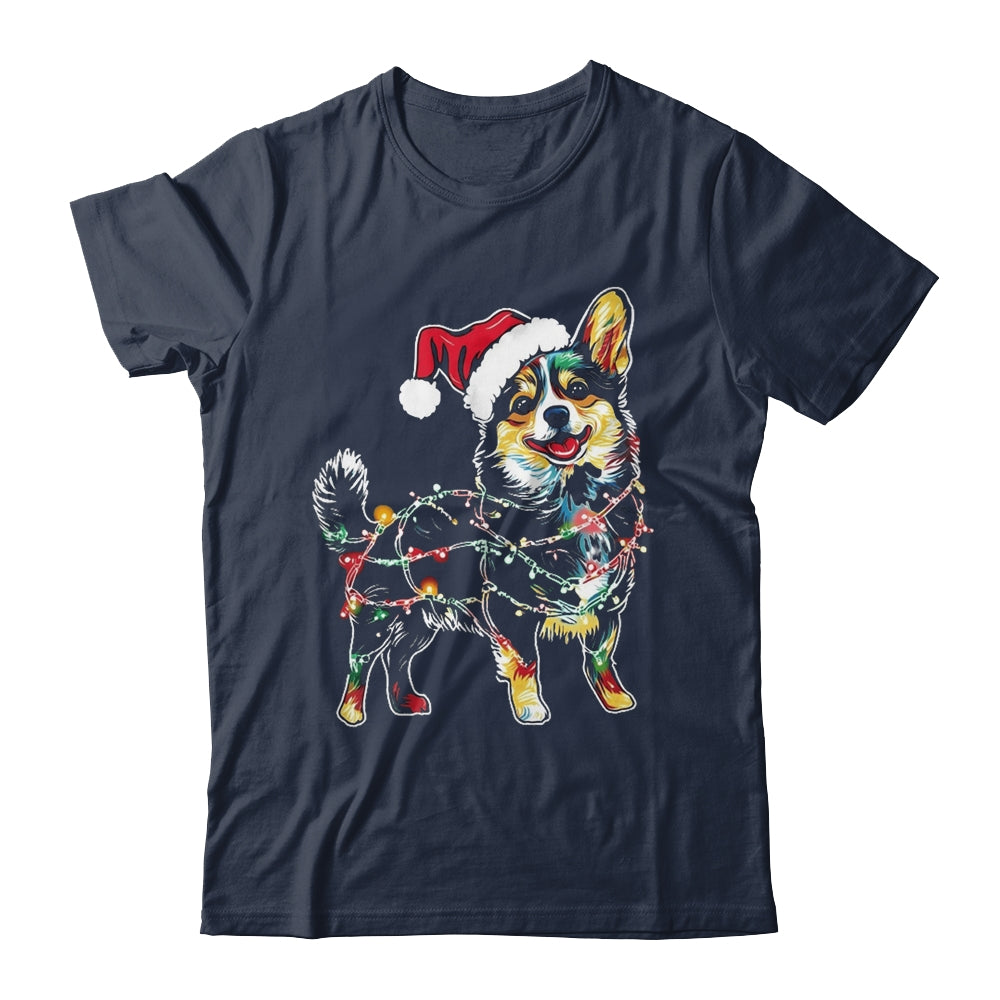 Funny Santa Corgi Retriever Christmas Lights Dog Lover Shirt & Sweatshirt | siriusteestore