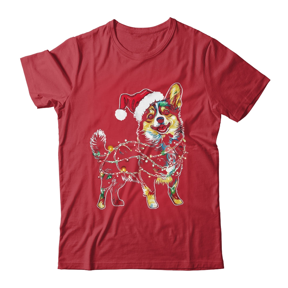 Funny Santa Corgi Retriever Christmas Lights Dog Lover Shirt & Sweatshirt | siriusteestore