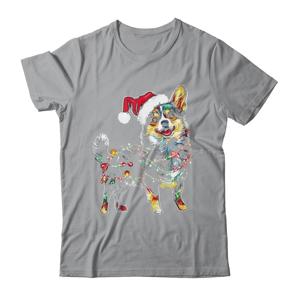 Funny Santa Corgi Retriever Christmas Lights Dog Lover Shirt & Sweatshirt | siriusteestore