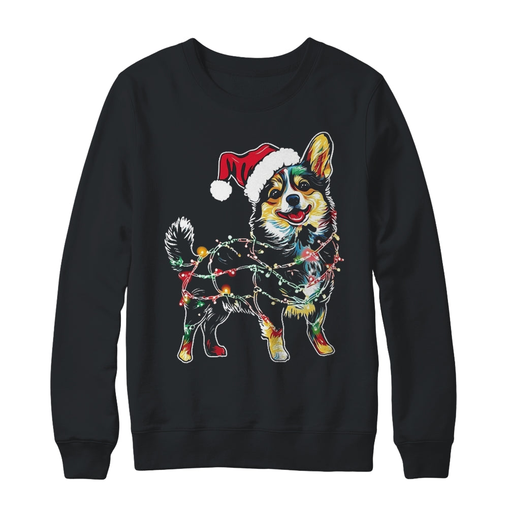 Funny Santa Corgi Retriever Christmas Lights Dog Lover Shirt & Sweatshirt | siriusteestore