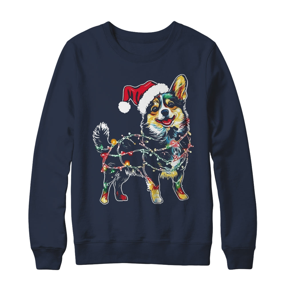 Funny Santa Corgi Retriever Christmas Lights Dog Lover Shirt & Sweatshirt | siriusteestore