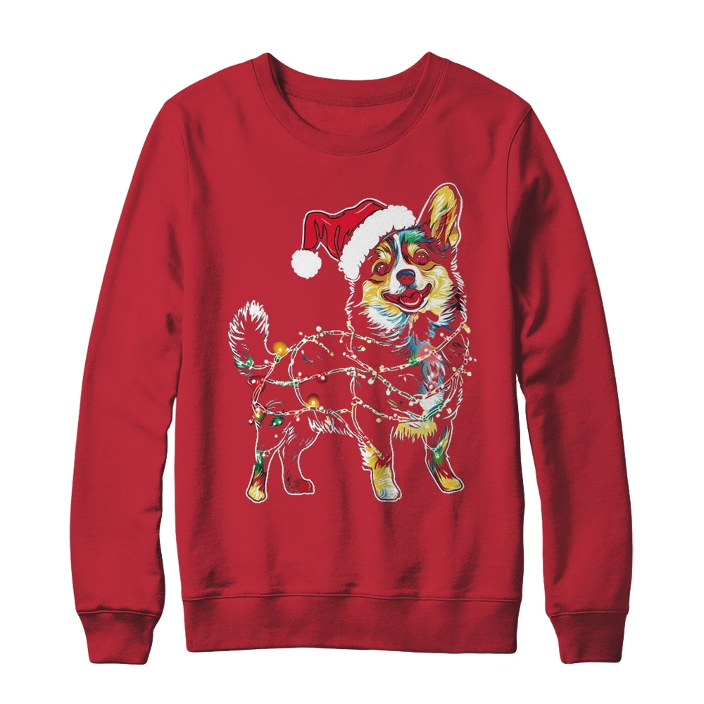 Funny Santa Corgi Retriever Christmas Lights Dog Lover Shirt & Sweatshirt | siriusteestore