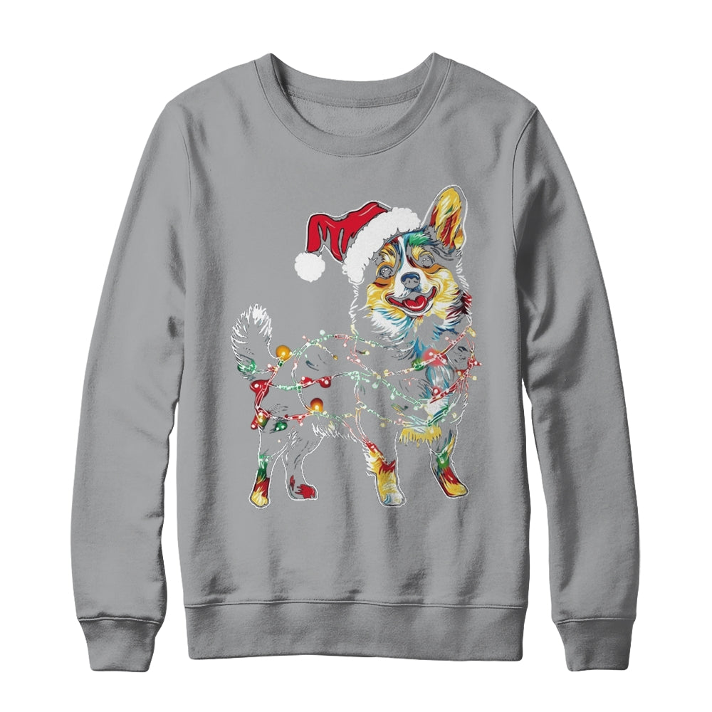Funny Santa Corgi Retriever Christmas Lights Dog Lover Shirt & Sweatshirt | siriusteestore