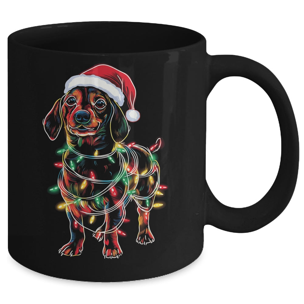 Funny Santa Dachshund Retriever Christmas Lights Dog Lover Mug | siriusteestore