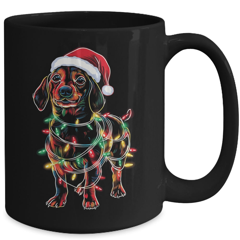 Funny Santa Dachshund Retriever Christmas Lights Dog Lover Mug | siriusteestore
