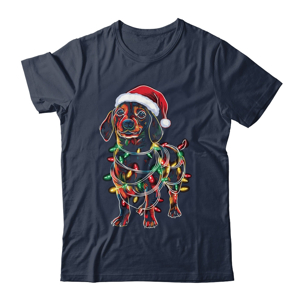 Funny Santa Dachshund Retriever Christmas Lights Dog Lover Shirt & Sweatshirt | siriusteestore