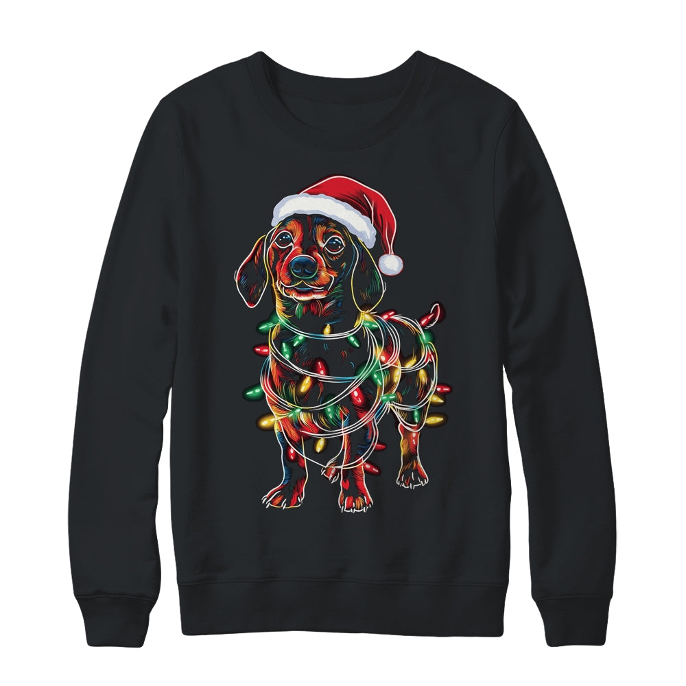 Funny Santa Dachshund Retriever Christmas Lights Dog Lover Shirt & Sweatshirt | siriusteestore