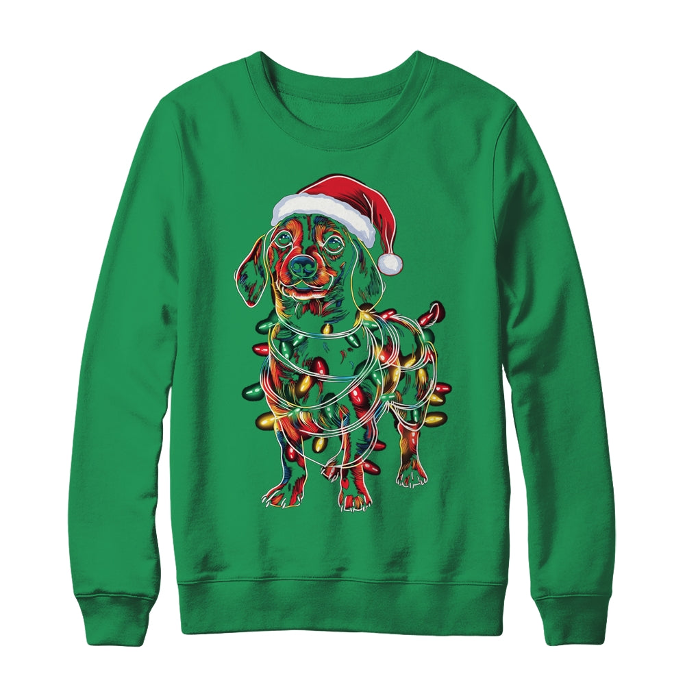 Funny Santa Dachshund Retriever Christmas Lights Dog Lover Shirt & Sweatshirt | siriusteestore