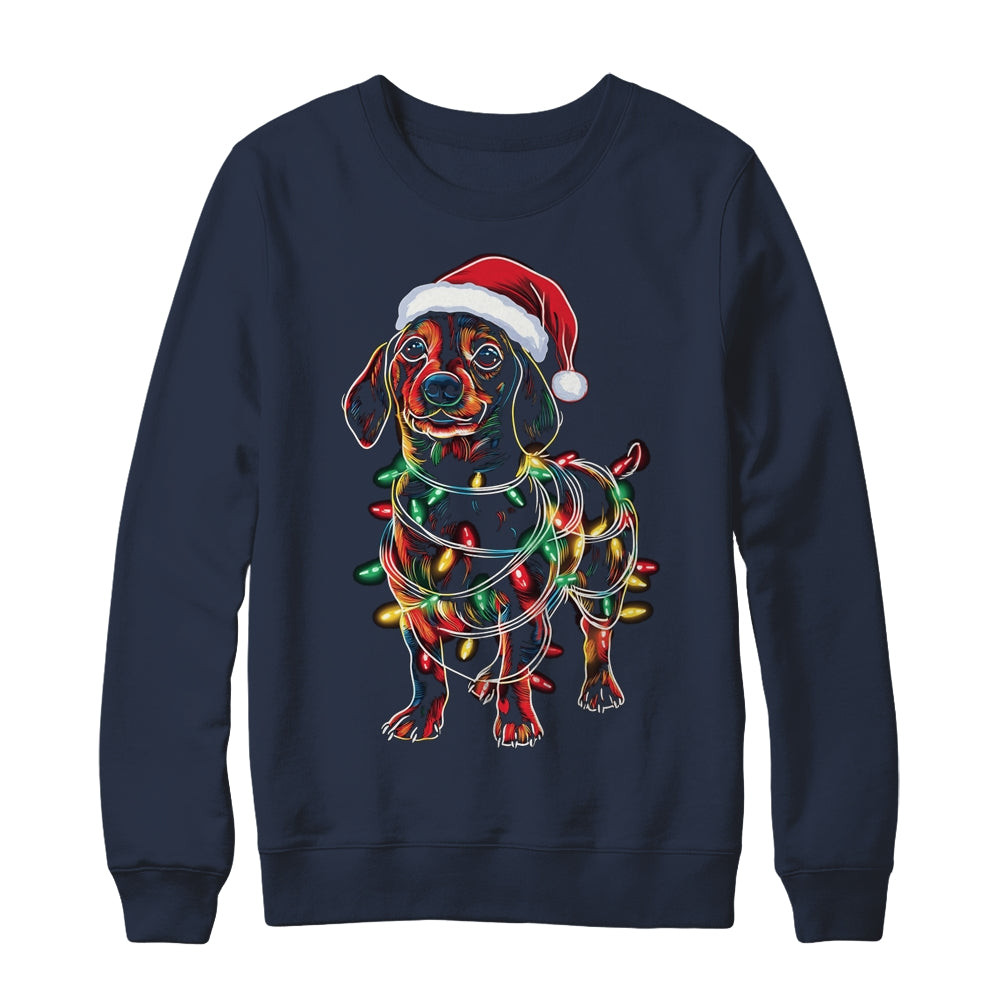 Funny Santa Dachshund Retriever Christmas Lights Dog Lover Shirt & Sweatshirt | siriusteestore