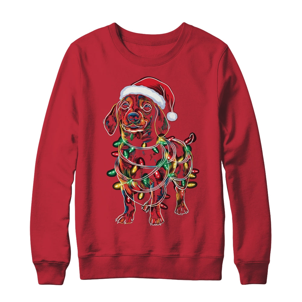 Funny Santa Dachshund Retriever Christmas Lights Dog Lover Shirt & Sweatshirt | siriusteestore