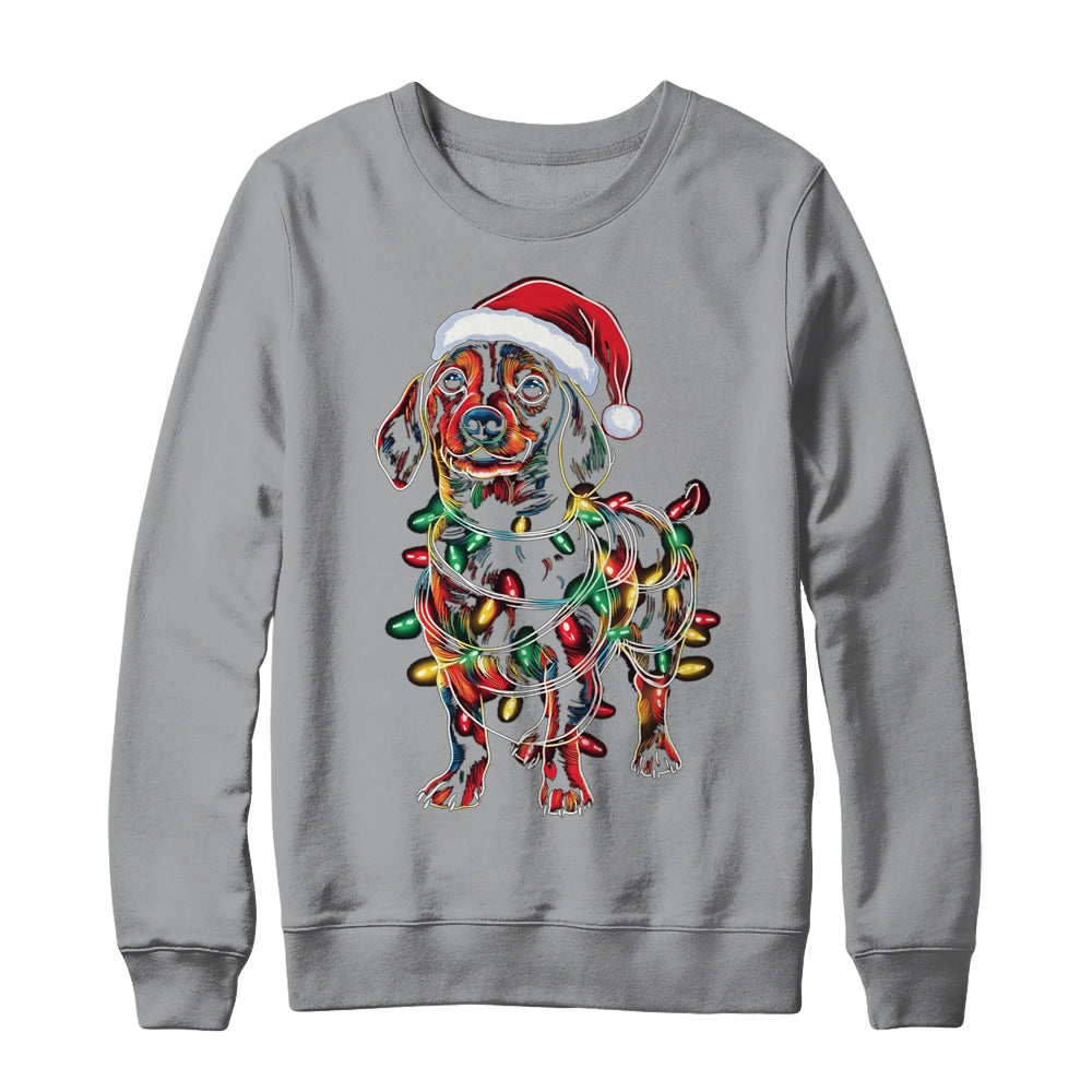 Funny Santa Dachshund Retriever Christmas Lights Dog Lover Shirt & Sweatshirt | siriusteestore