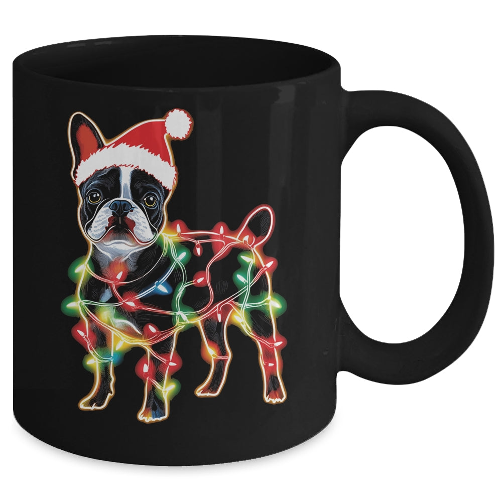 Funny Santa French Bulldog Retriever Christmas Lights Dog Lover Mug | siriusteestore