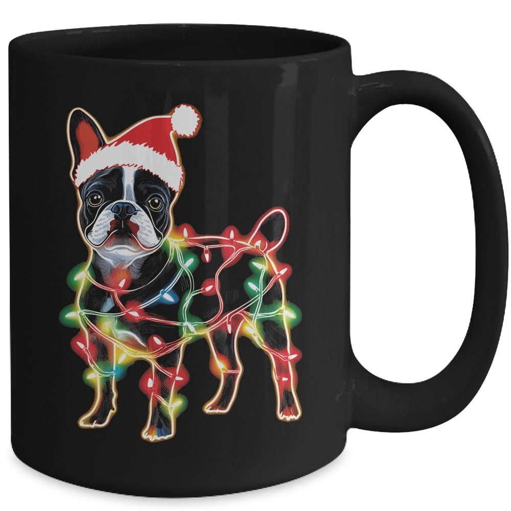 Funny Santa French Bulldog Retriever Christmas Lights Dog Lover Mug | siriusteestore
