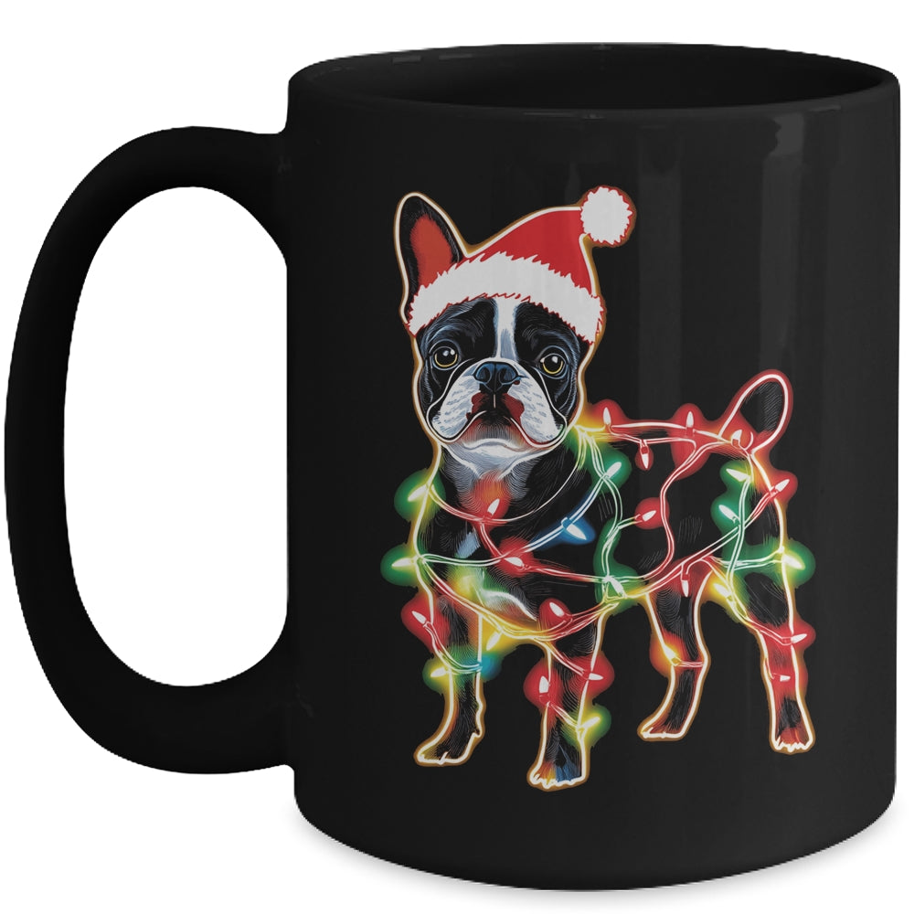 Funny Santa French Bulldog Retriever Christmas Lights Dog Lover Mug | siriusteestore