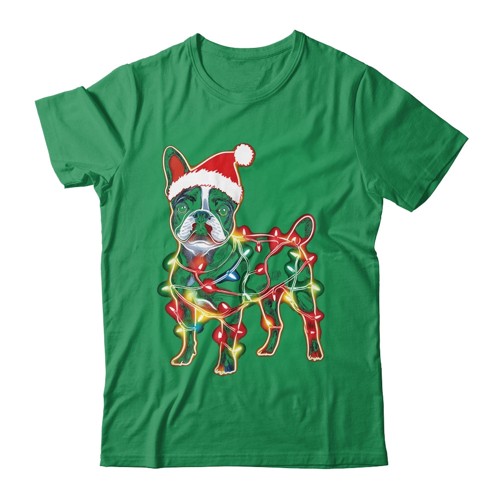 Funny Santa French Bulldog Retriever Christmas Lights Dog Lover Shirt & Sweatshirt | siriusteestore