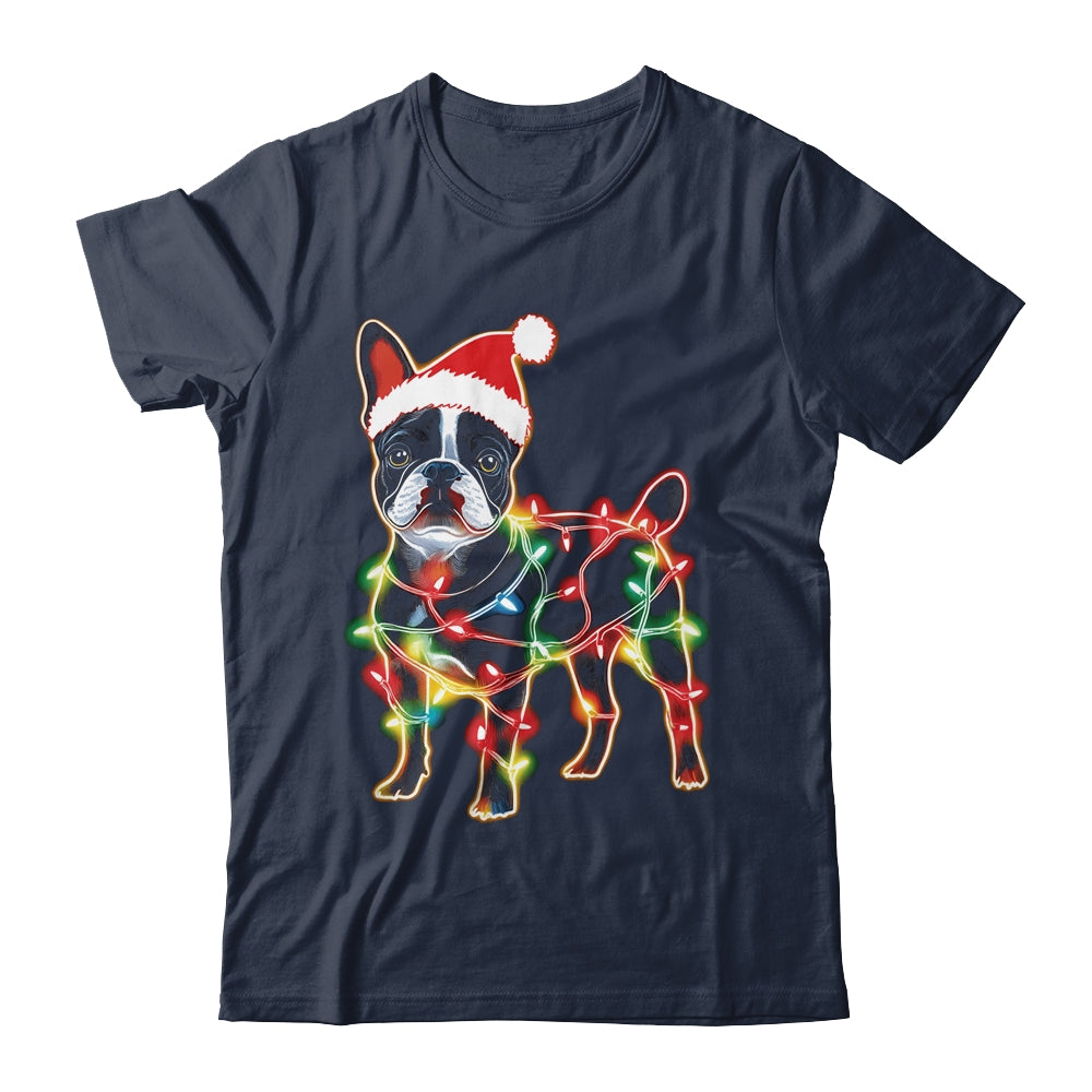 Funny Santa French Bulldog Retriever Christmas Lights Dog Lover Shirt & Sweatshirt | siriusteestore