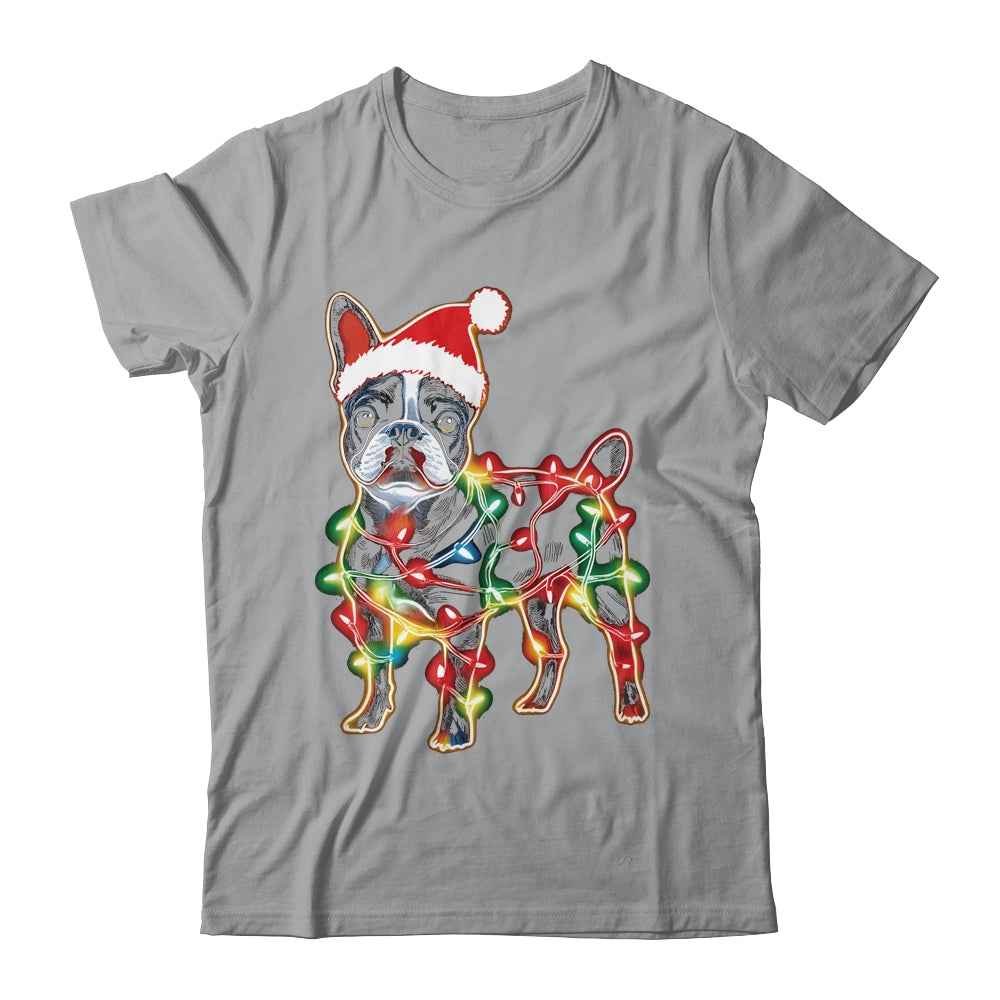 Funny Santa French Bulldog Retriever Christmas Lights Dog Lover Shirt & Sweatshirt | siriusteestore