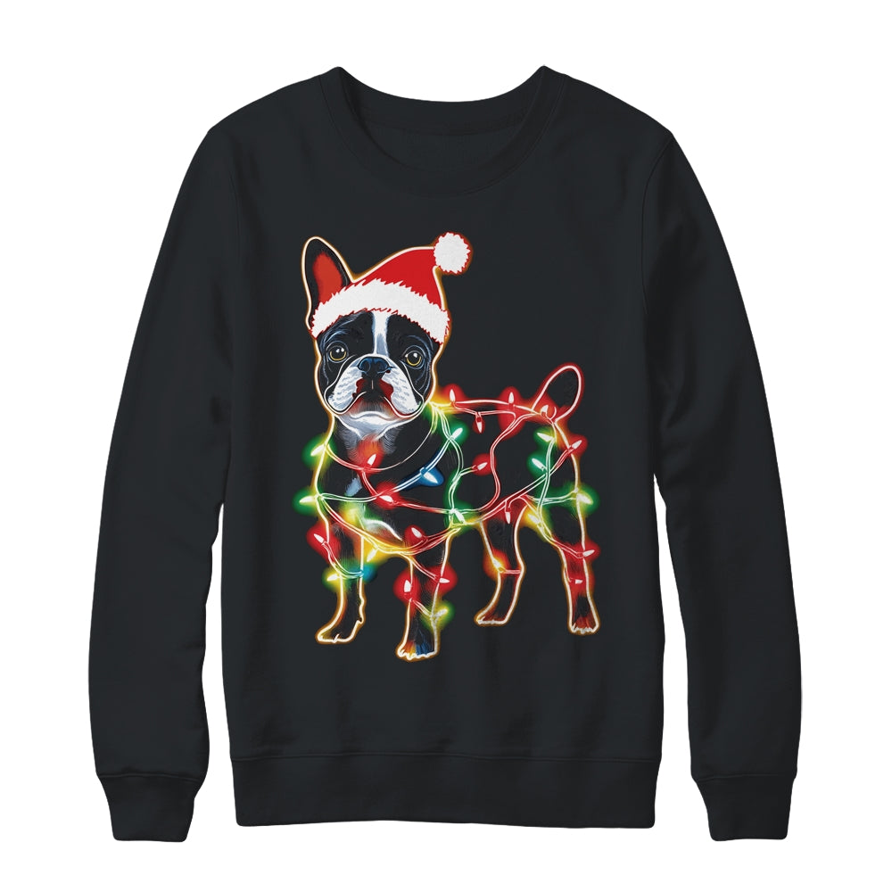 Funny Santa French Bulldog Retriever Christmas Lights Dog Lover Shirt & Sweatshirt | siriusteestore