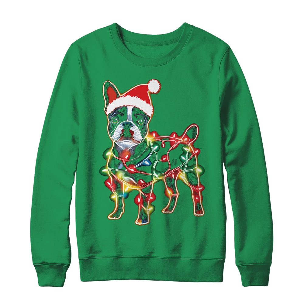 Funny Santa French Bulldog Retriever Christmas Lights Dog Lover Shirt & Sweatshirt | siriusteestore