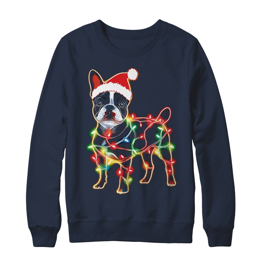 Funny Santa French Bulldog Retriever Christmas Lights Dog Lover Shirt & Sweatshirt | siriusteestore