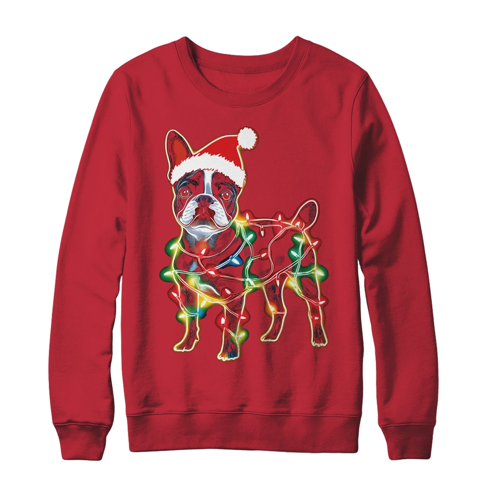 Funny Santa French Bulldog Retriever Christmas Lights Dog Lover Shirt & Sweatshirt | siriusteestore