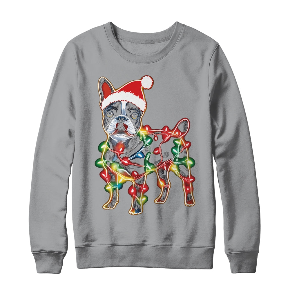 Funny Santa French Bulldog Retriever Christmas Lights Dog Lover Shirt & Sweatshirt | siriusteestore