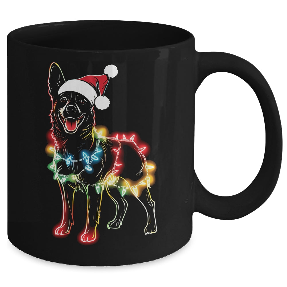 Funny Santa German Shepherd Retriever Christmas Lights Dog Lover Mug | siriusteestore