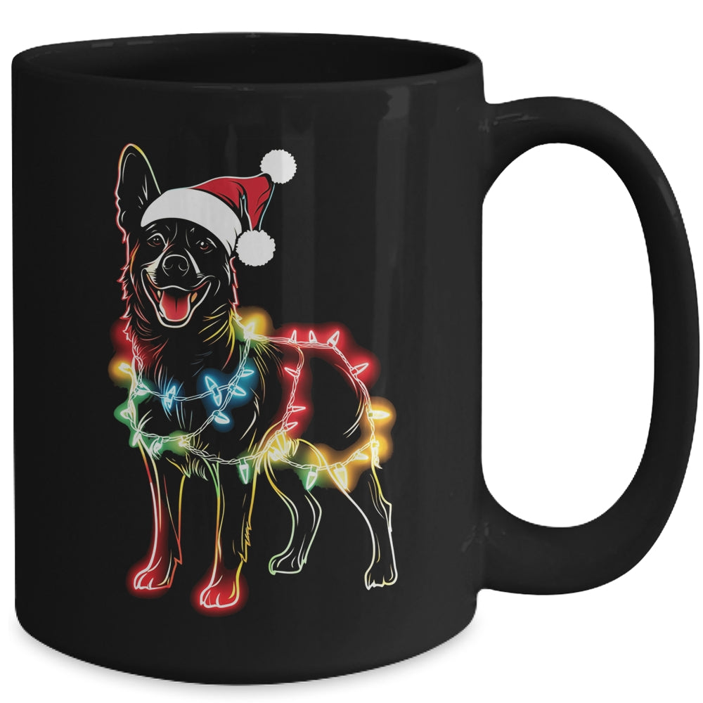 Funny Santa German Shepherd Retriever Christmas Lights Dog Lover Mug | siriusteestore