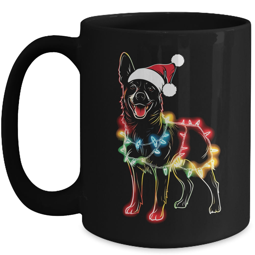 Funny Santa German Shepherd Retriever Christmas Lights Dog Lover Mug | siriusteestore