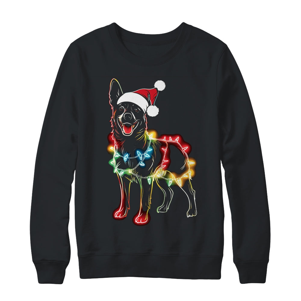 Funny Santa German Shepherd Retriever Christmas Lights Dog Lover Shirt & Sweatshirt | siriusteestore