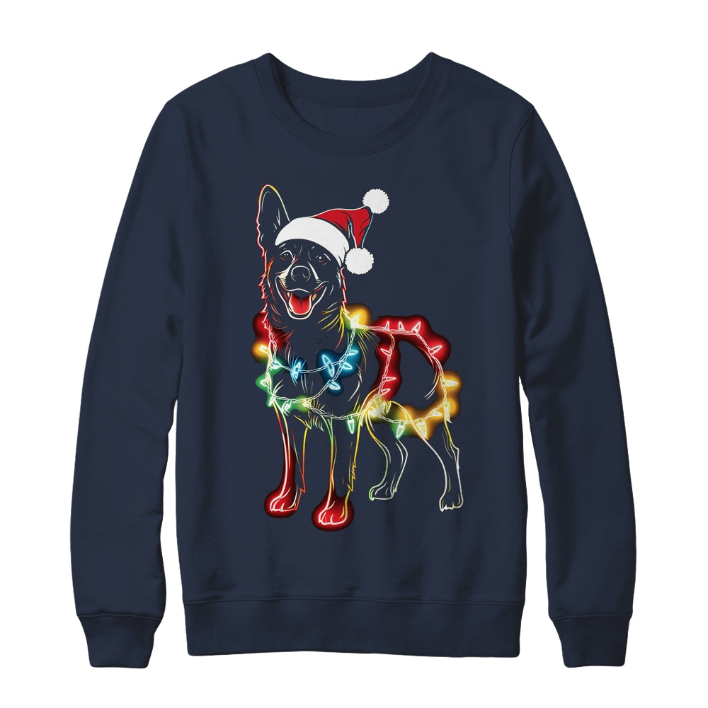 Funny Santa German Shepherd Retriever Christmas Lights Dog Lover Shirt & Sweatshirt | siriusteestore