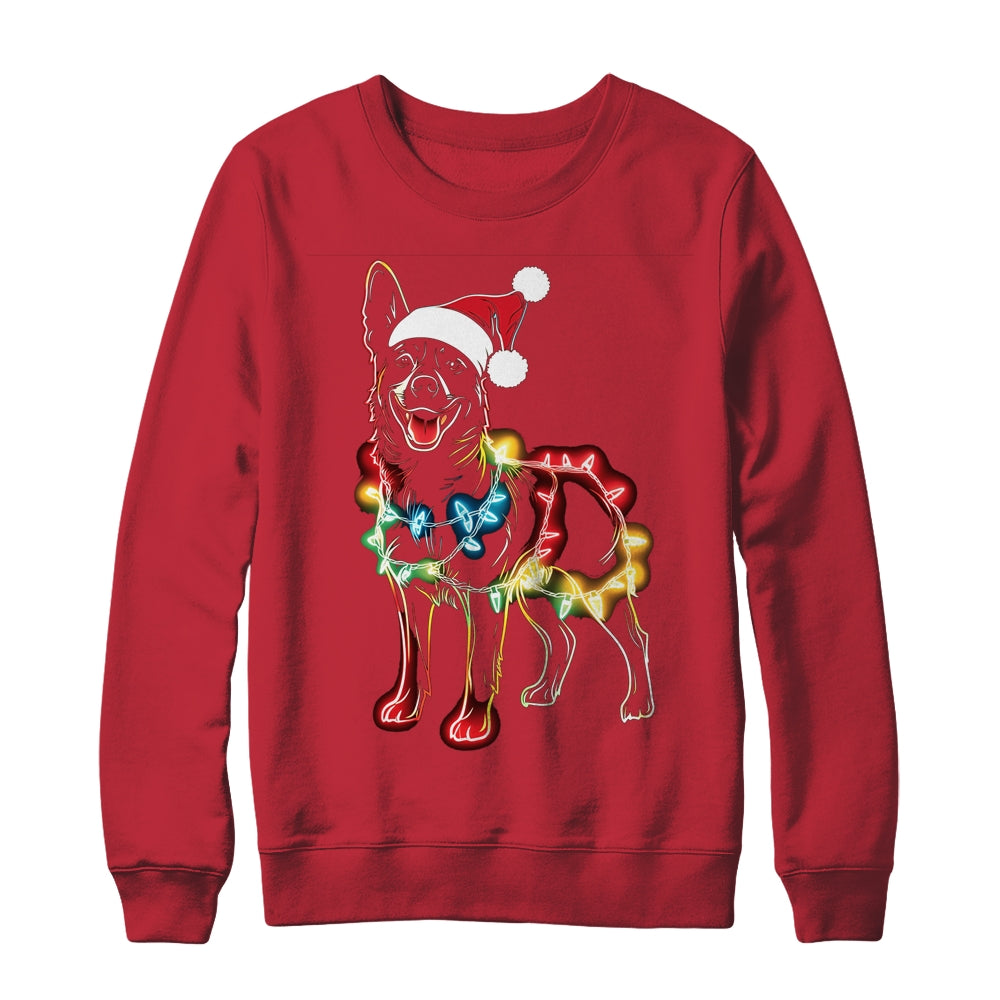 Funny Santa German Shepherd Retriever Christmas Lights Dog Lover Shirt & Sweatshirt | siriusteestore