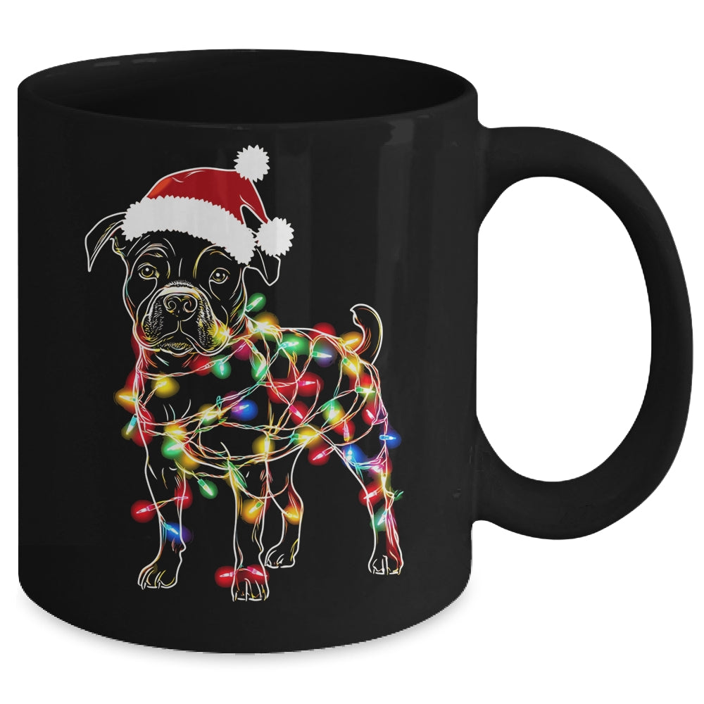 Funny Santa Pitbull Retriever Christmas Lights Dog Lover Mug | siriusteestore