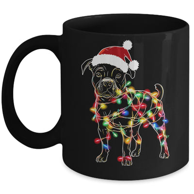 Funny Santa Pitbull Retriever Christmas Lights Dog Lover Mug | siriusteestore