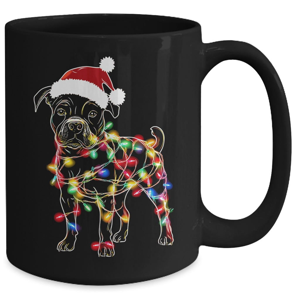 Funny Santa Pitbull Retriever Christmas Lights Dog Lover Mug | siriusteestore