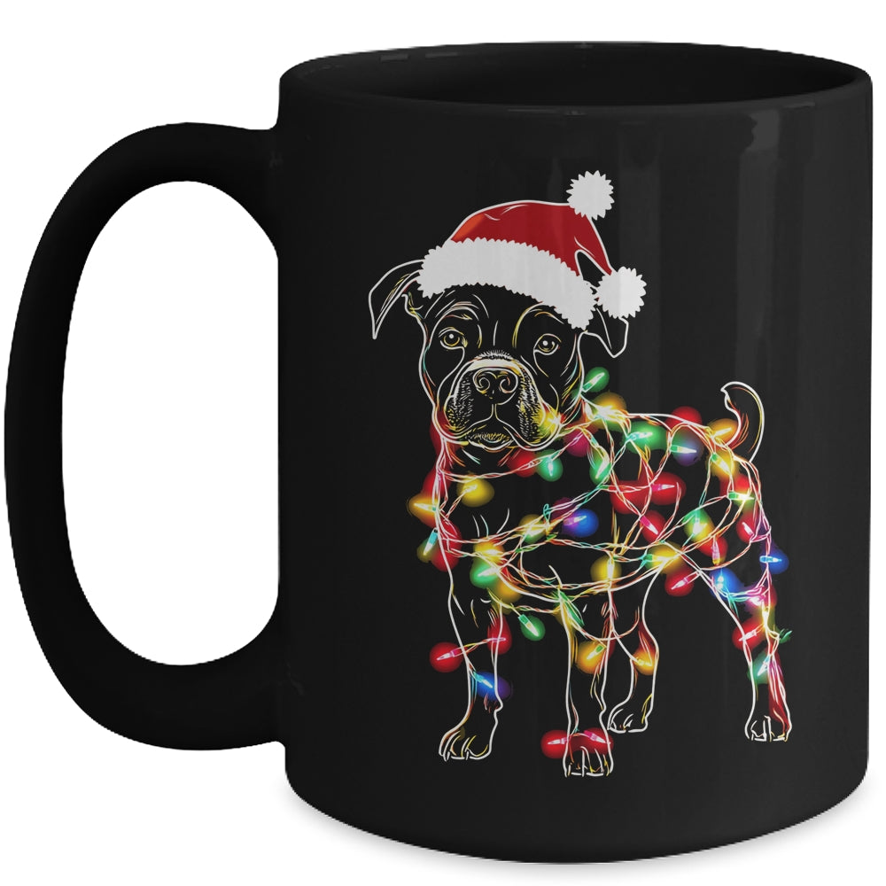 Funny Santa Pitbull Retriever Christmas Lights Dog Lover Mug | siriusteestore