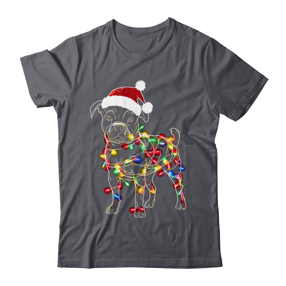 Funny Santa Pitbull Retriever Christmas Lights Dog Lover Shirt & Sweatshirt | siriusteestore