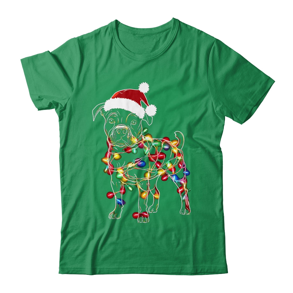 Funny Santa Pitbull Retriever Christmas Lights Dog Lover Shirt & Sweatshirt | siriusteestore