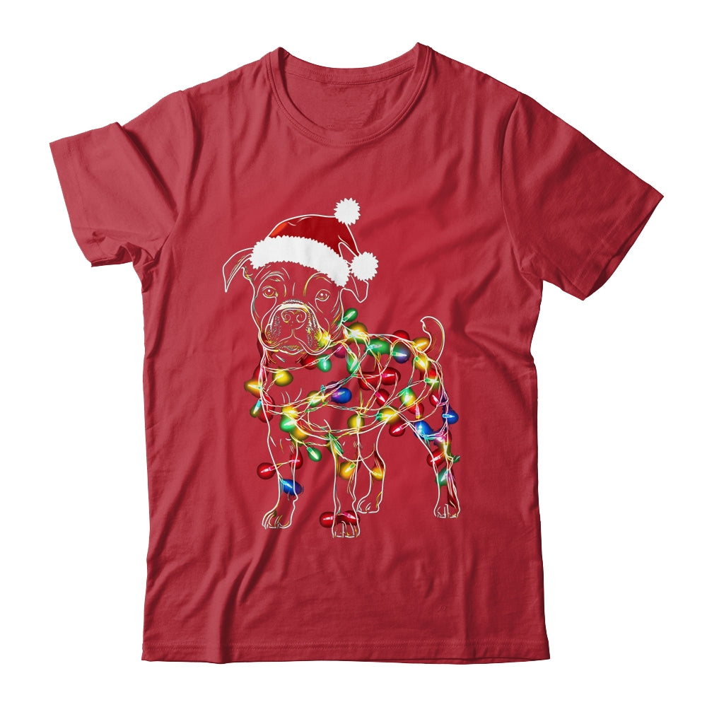 Funny Santa Pitbull Retriever Christmas Lights Dog Lover Shirt & Sweatshirt | siriusteestore