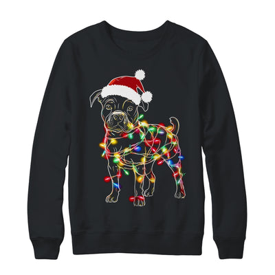 Funny Santa Pitbull Retriever Christmas Lights Dog Lover Shirt & Sweatshirt | siriusteestore