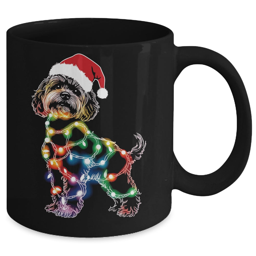 Funny Santa Poodle Retriever Christmas Lights Dog Lover Mug | siriusteestore