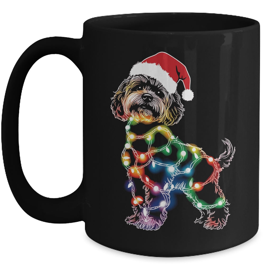 Funny Santa Poodle Retriever Christmas Lights Dog Lover Mug | siriusteestore